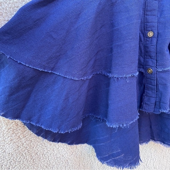 NEW True Craft Southern Roadtrip 3 Tiered Peplum Raw Hem Cap Sleeve Top Sz XS - Picture 4 of 10